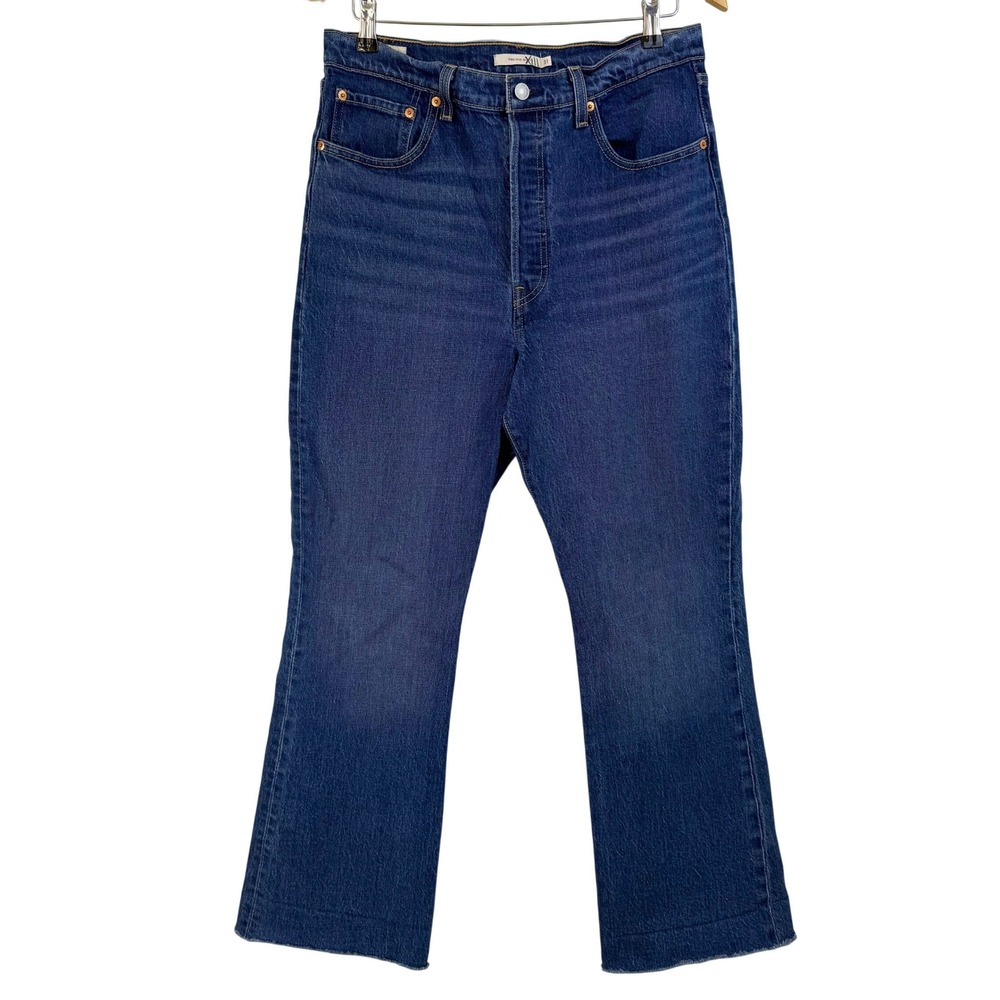 Levi's PREMIUM Ribcage Bootcut‎ Jeans Women 31 TURN UP High Rise Raw Hem